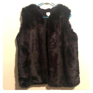 Navy Blue Faux Fur Vest